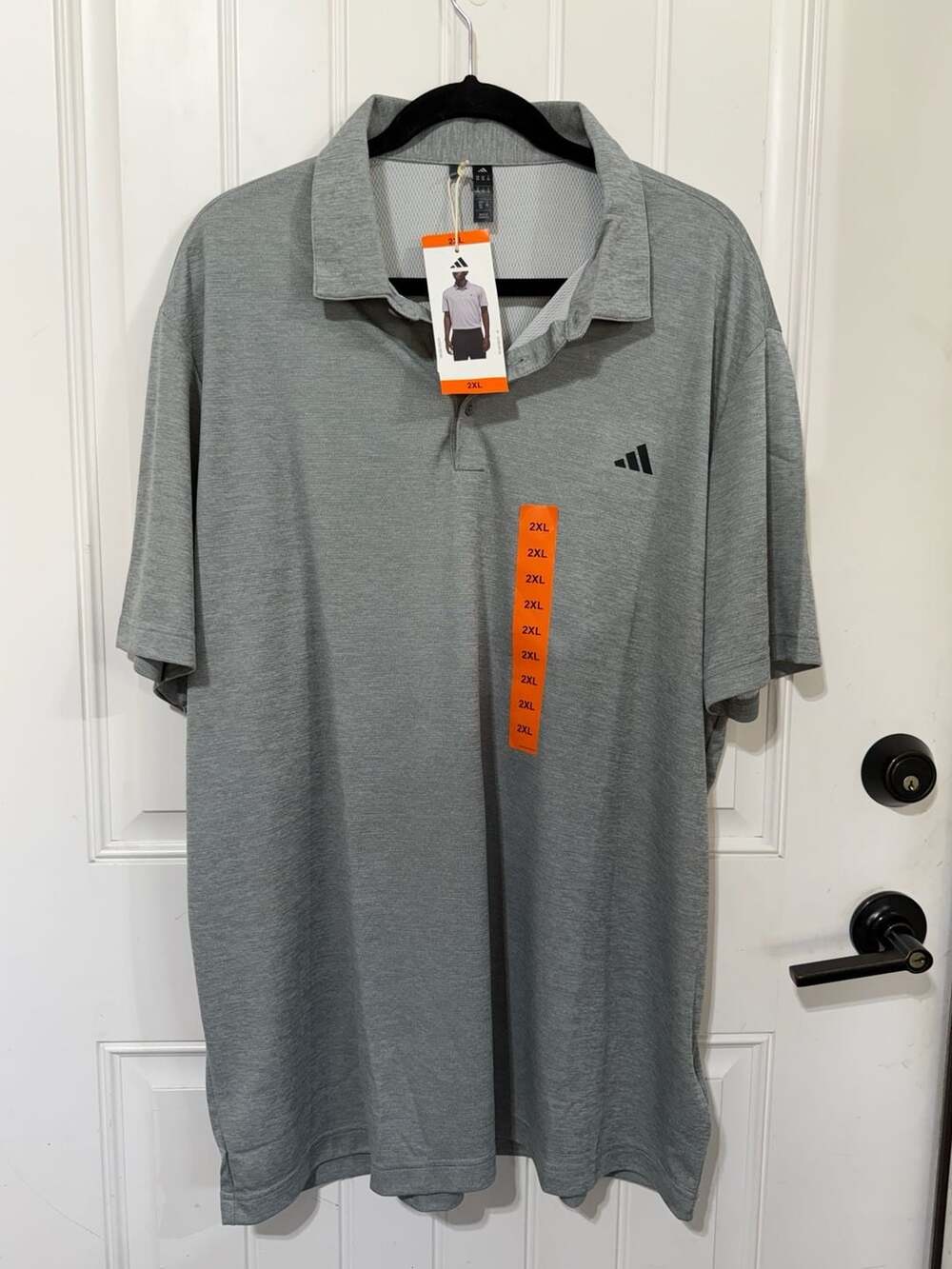 Adidas Men's Gray Value Polo 2 Heathered Short Sleeve Golf Shirt Size 2XL